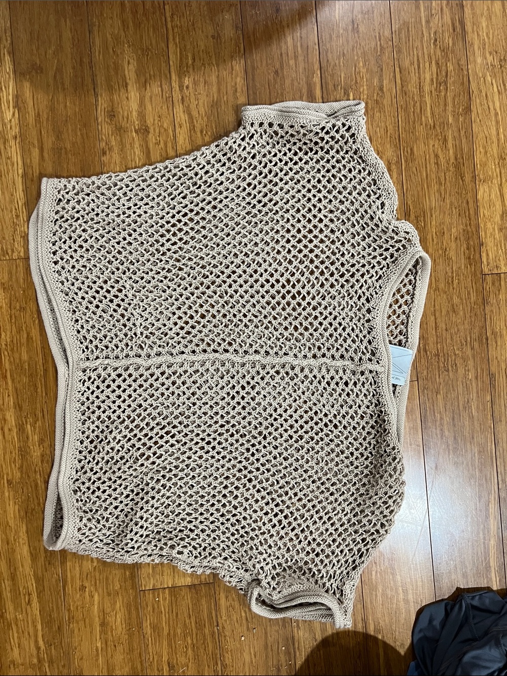 Michael Stars Beige Open-Weave Short Sleeve Sweater Top